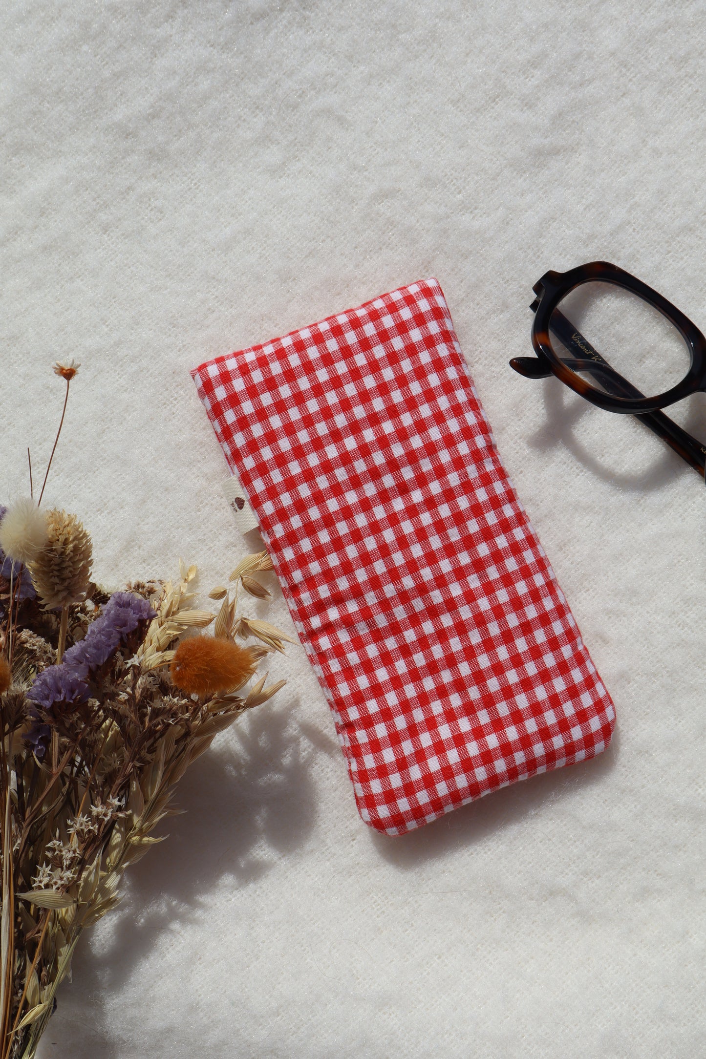 Étui à lunettes en coton matelassé – Fait main