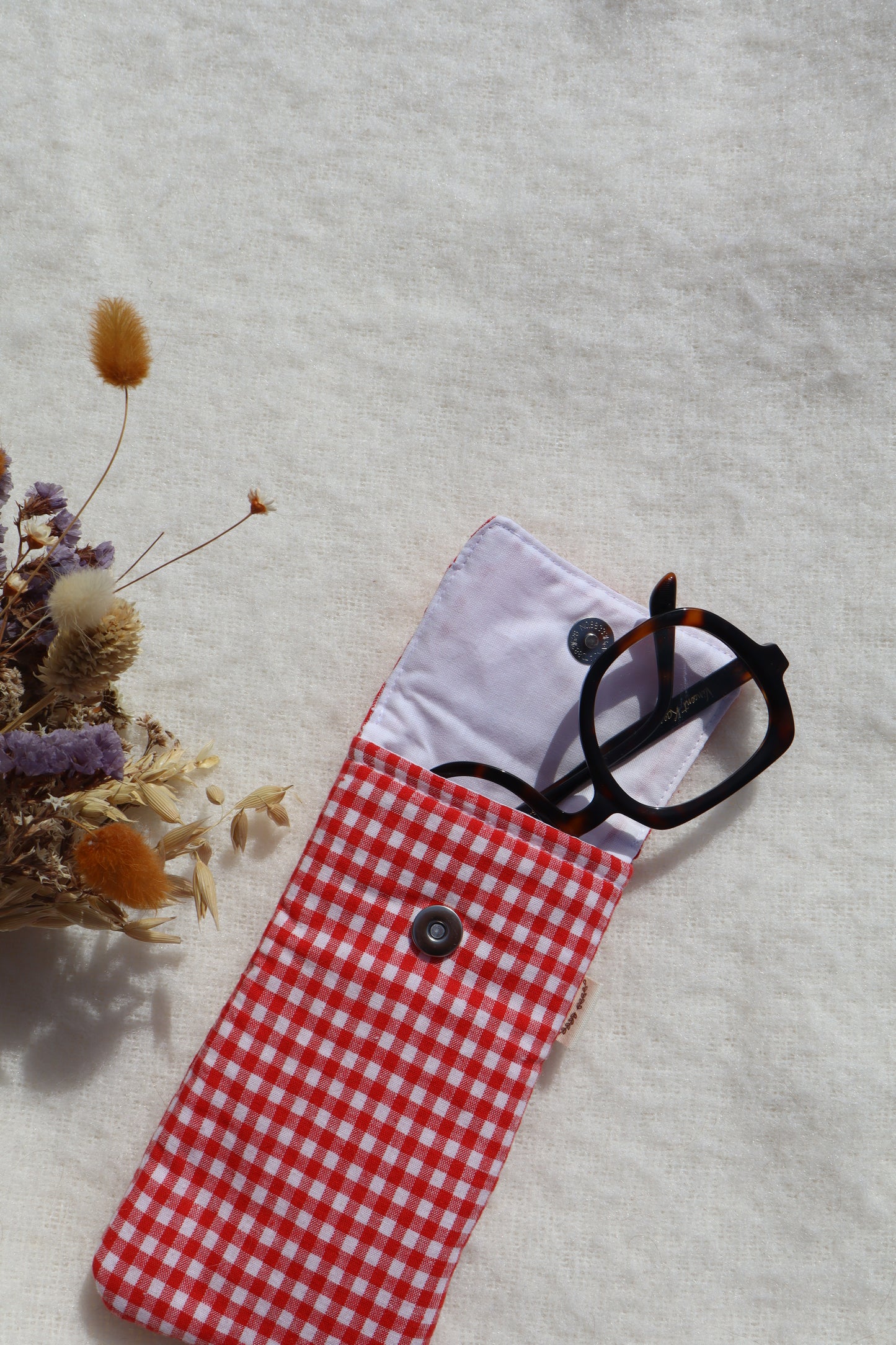 Étui à lunettes en coton matelassé – Fait main