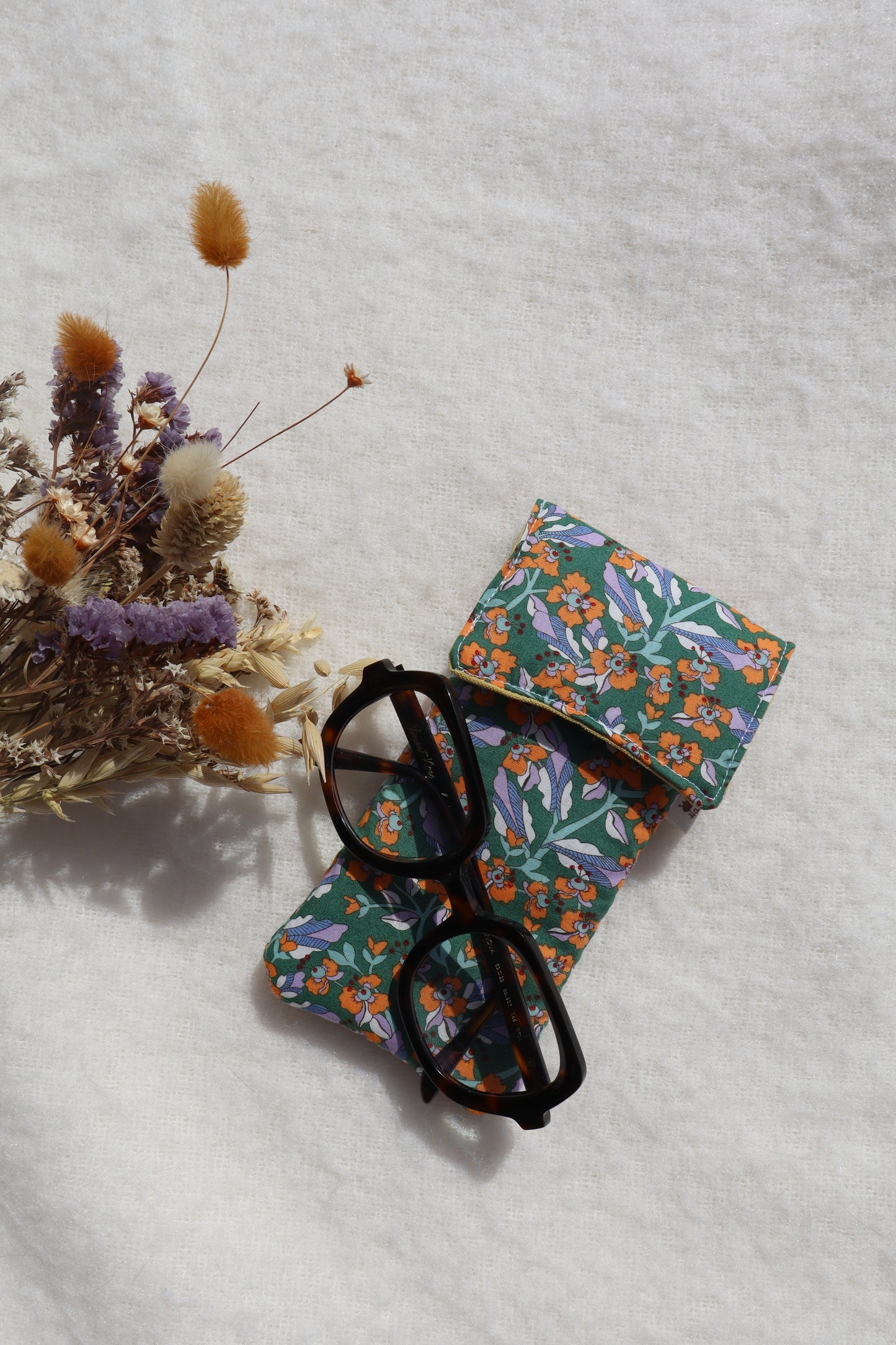 Étui à lunettes en coton matelassé – Fait main