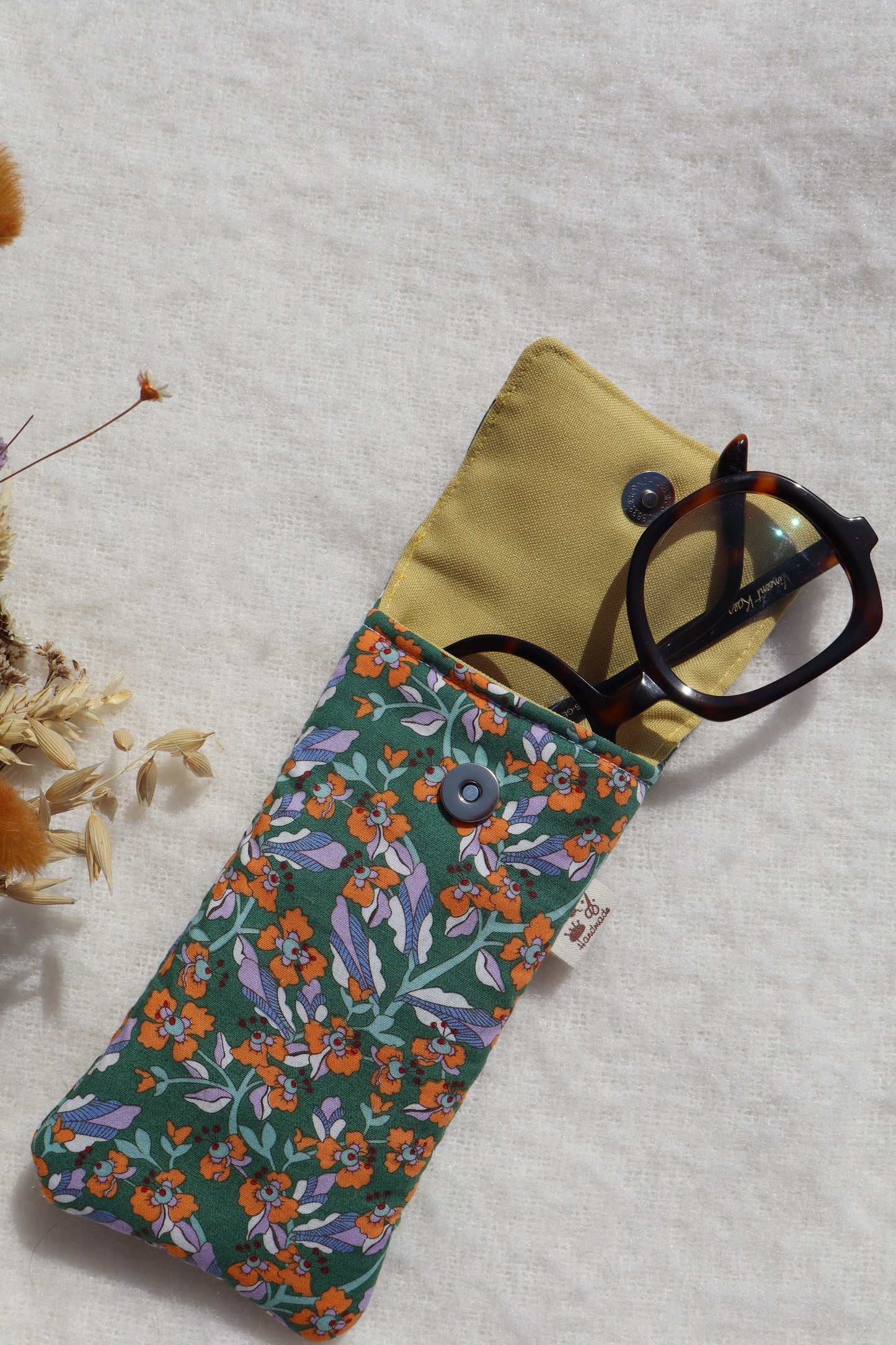 Étui à lunettes en coton matelassé – Fait main