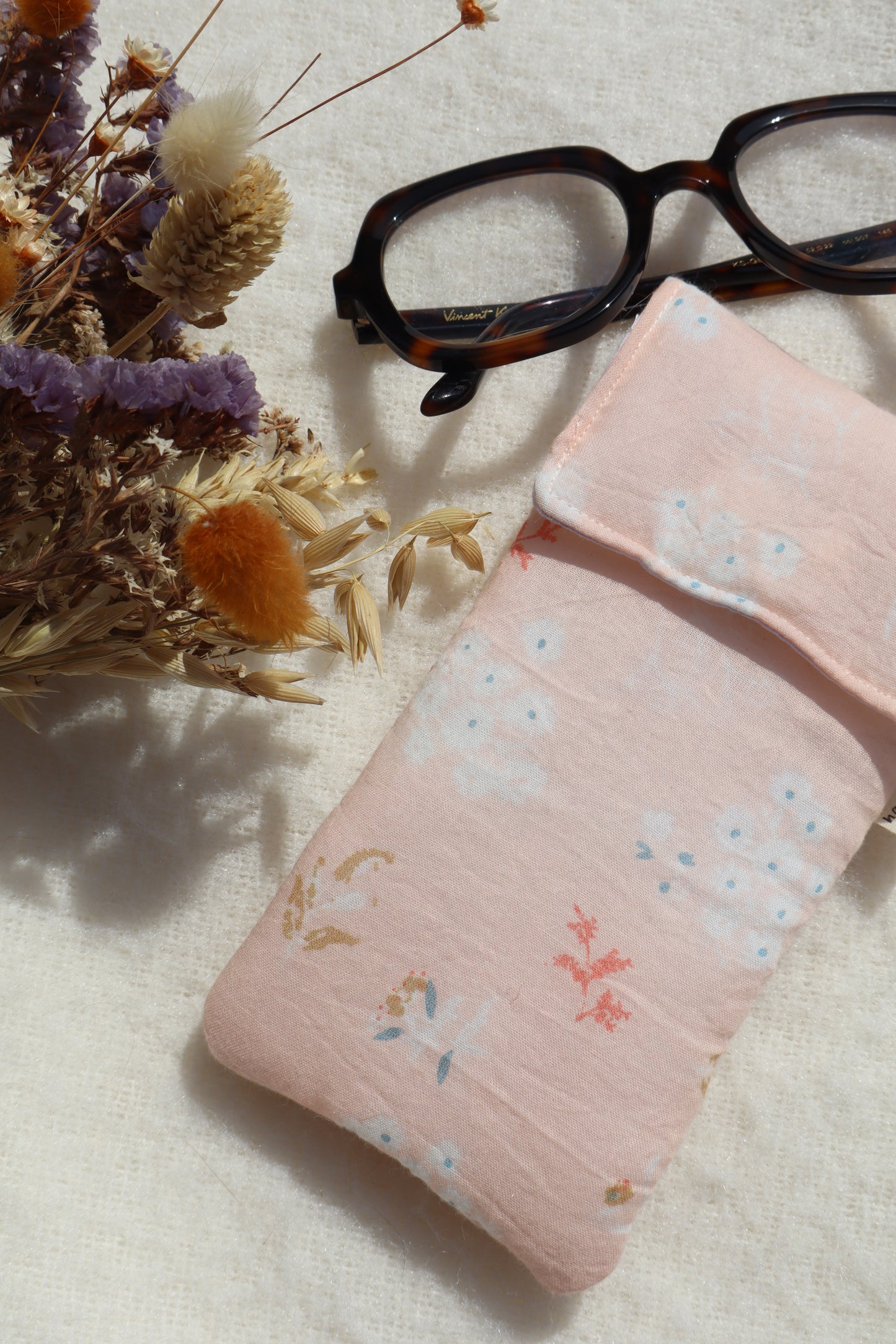 Étui à lunettes en coton matelassé – Fait main