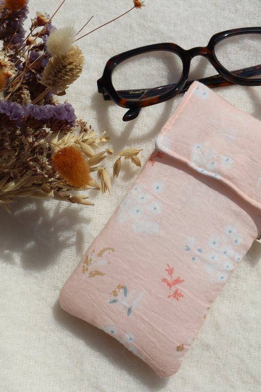 Étui à lunettes en coton matelassé – Fait main