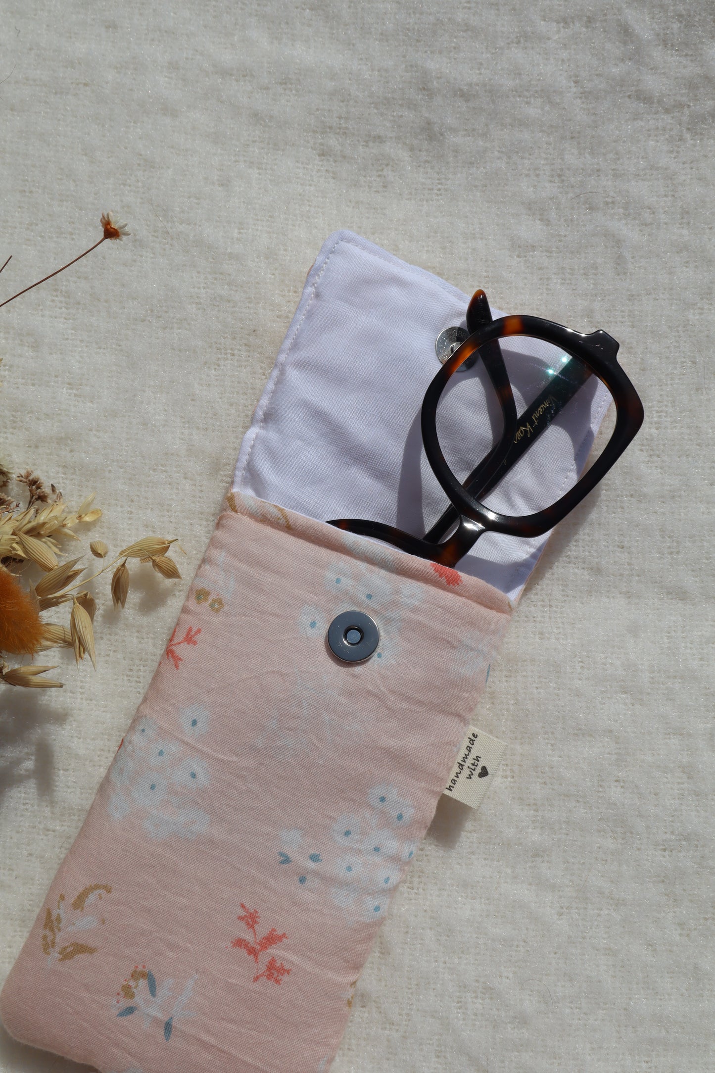 Étui à lunettes en coton matelassé – Fait main