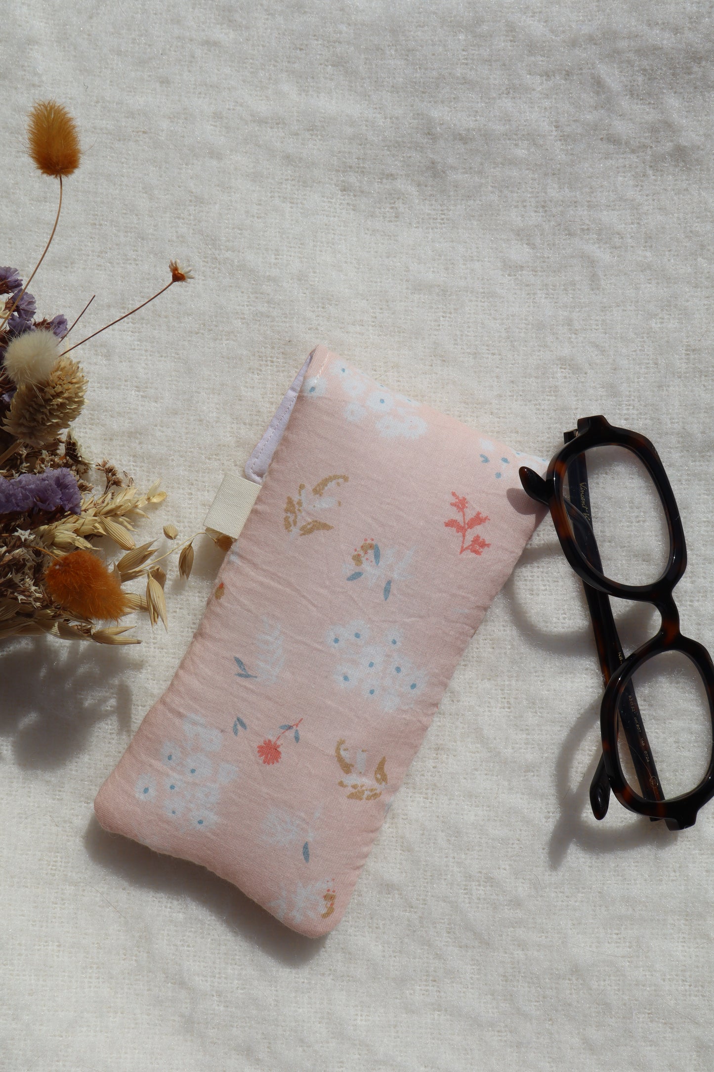 Étui à lunettes en coton matelassé – Fait main