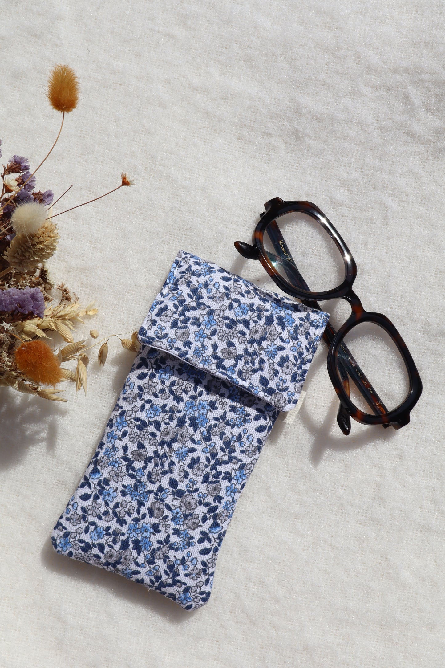 Étui à lunettes en coton matelassé – Fait main
