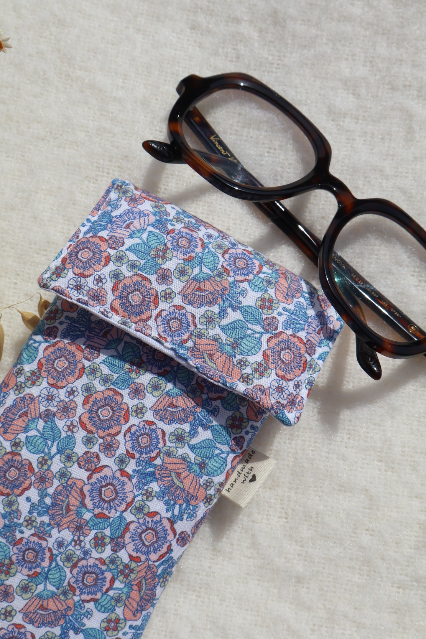 Étui à lunettes en coton matelassé – Fait main
