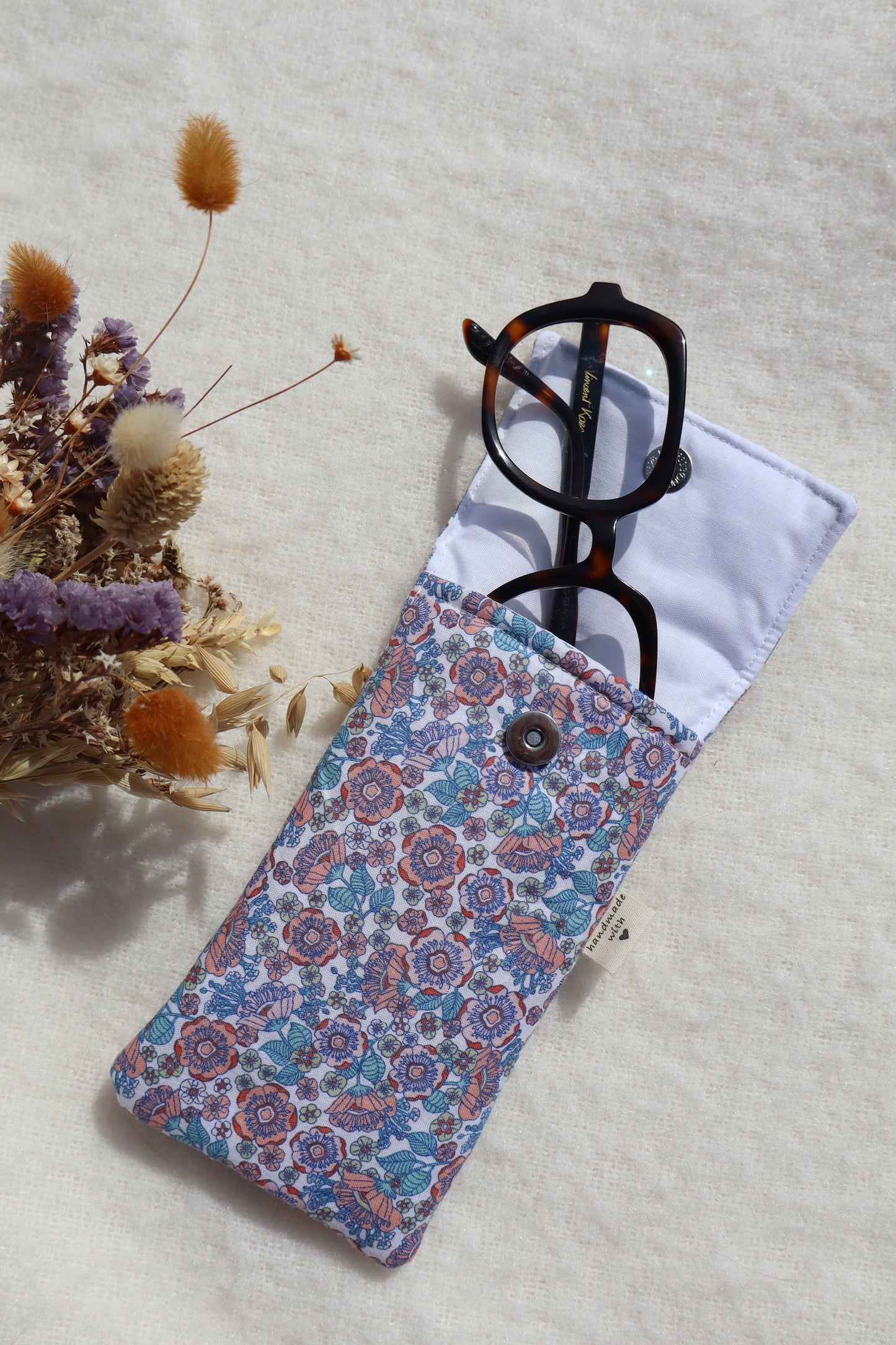 Étui à lunettes en coton matelassé – Fait main