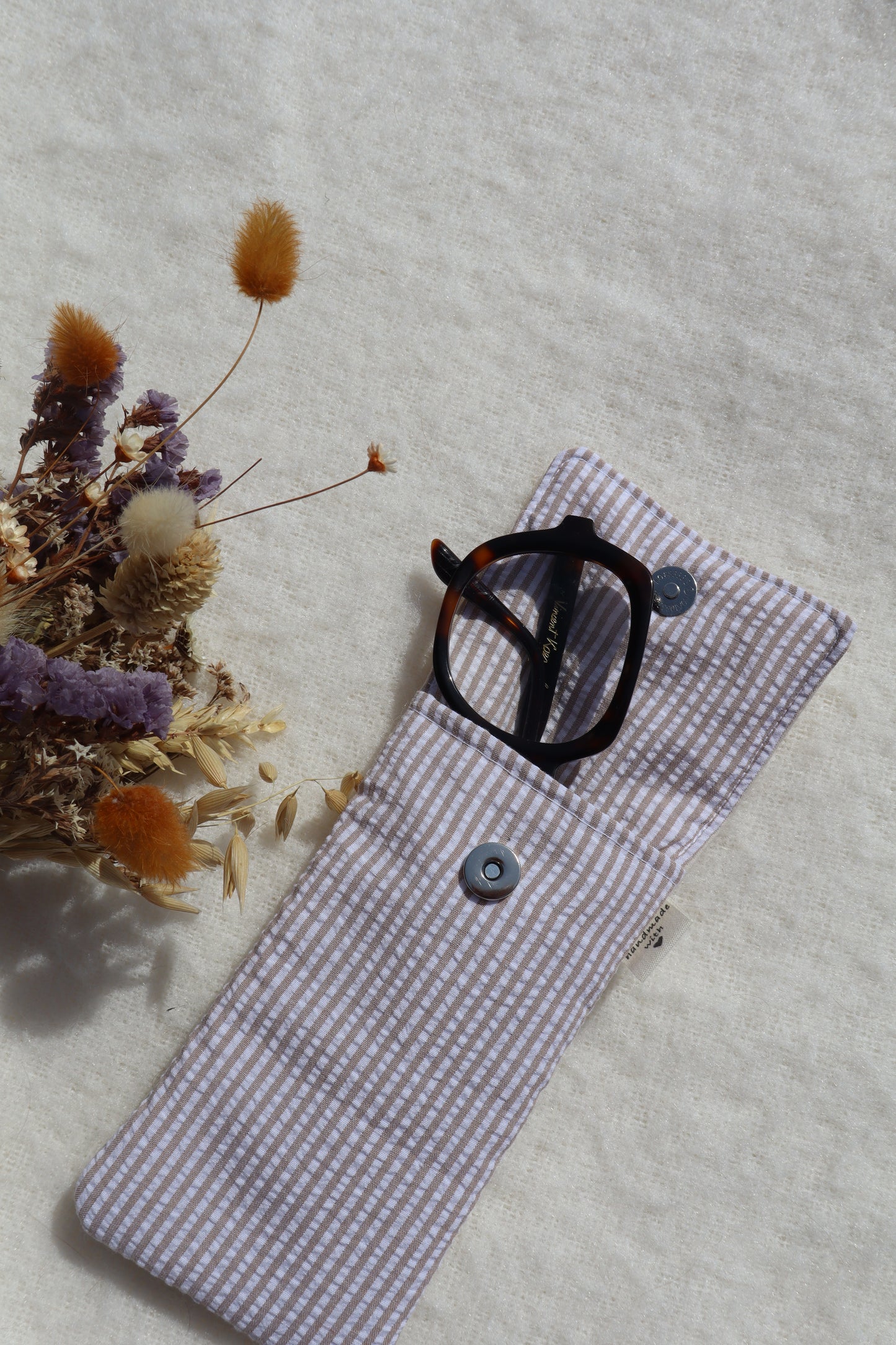 Étui à lunettes en coton matelassé – Fait main