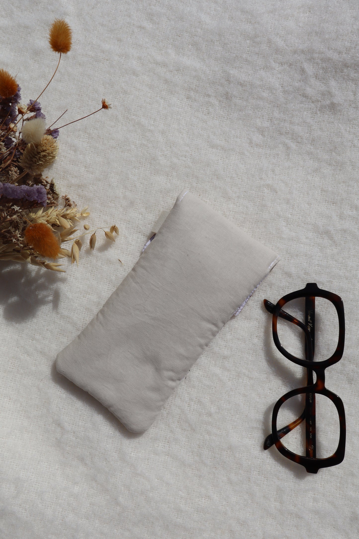Étui à lunettes en coton matelassé – Fait main
