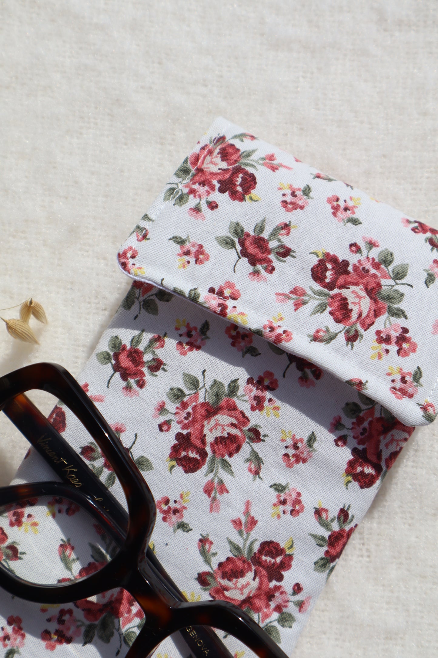 Étui à lunettes en coton matelassé – Fait main