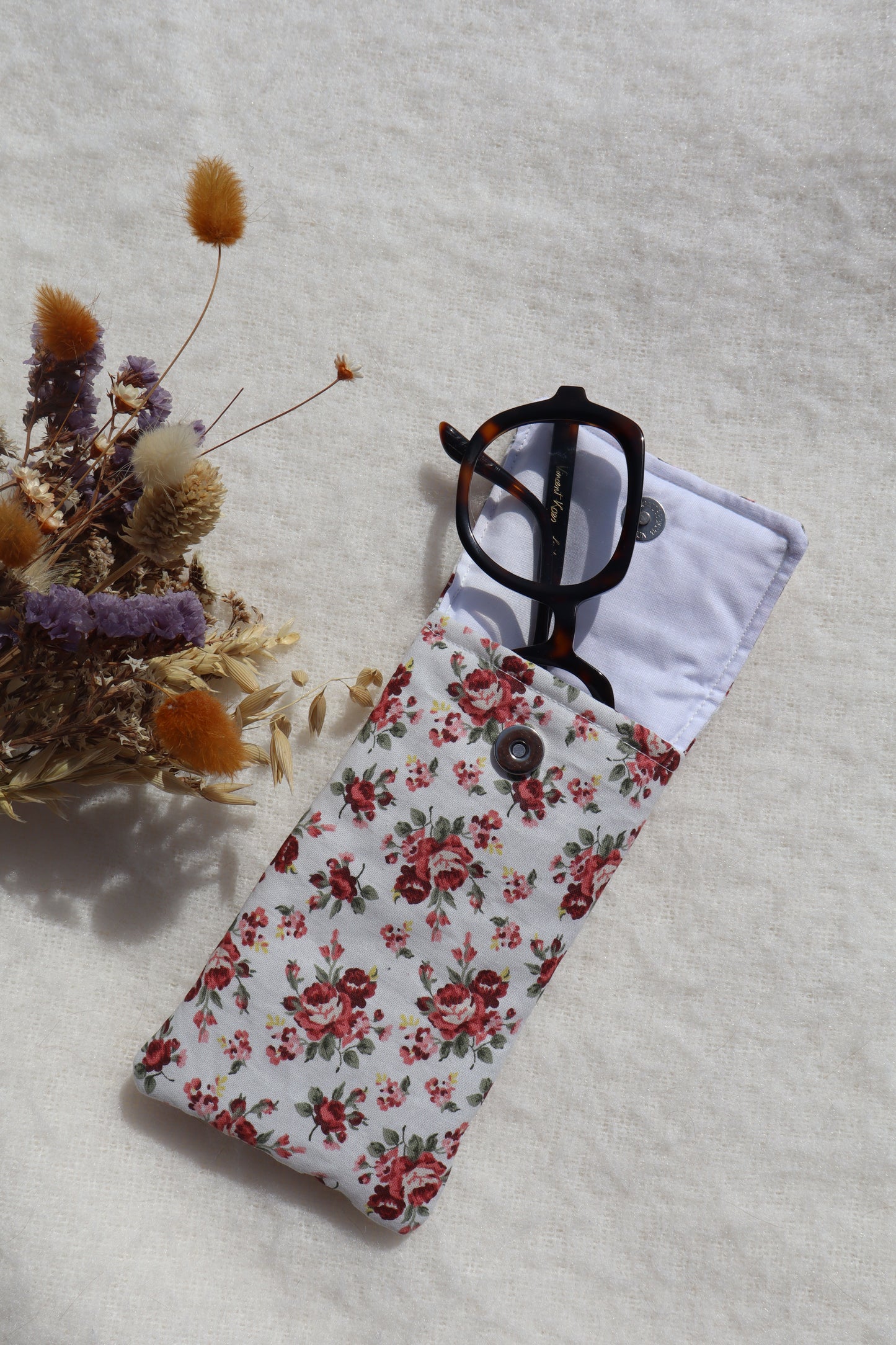 Étui à lunettes en coton matelassé – Fait main