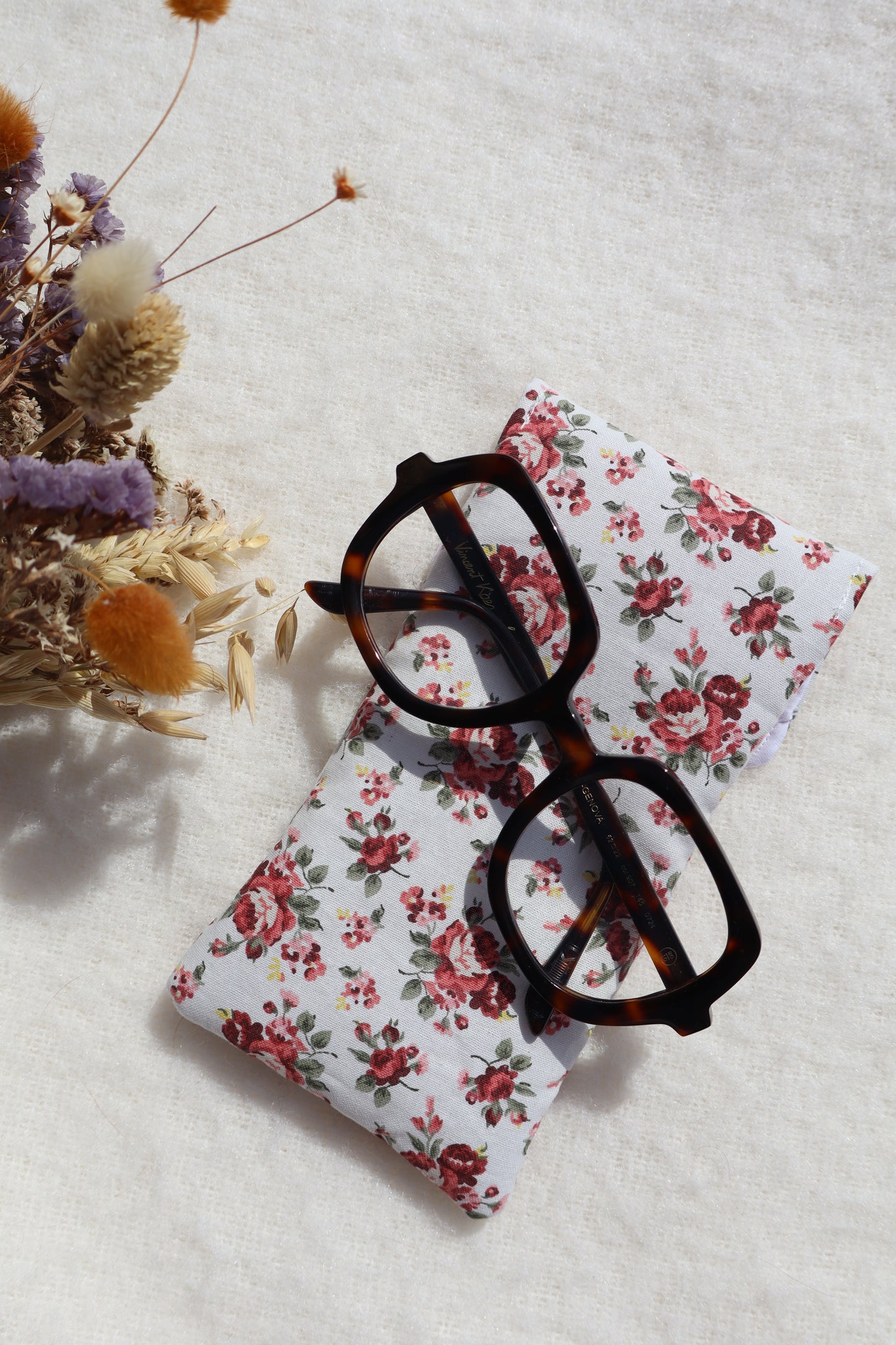 Étui à lunettes en coton matelassé – Fait main