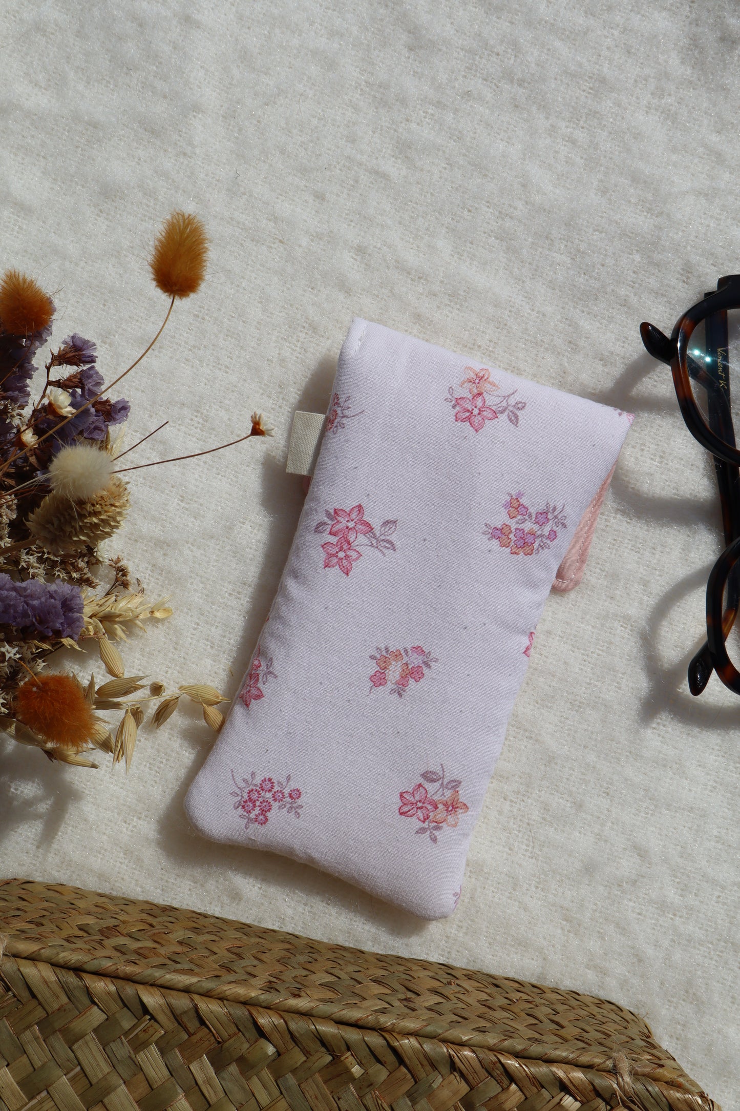 Étui à lunettes en coton matelassé – Fait main
