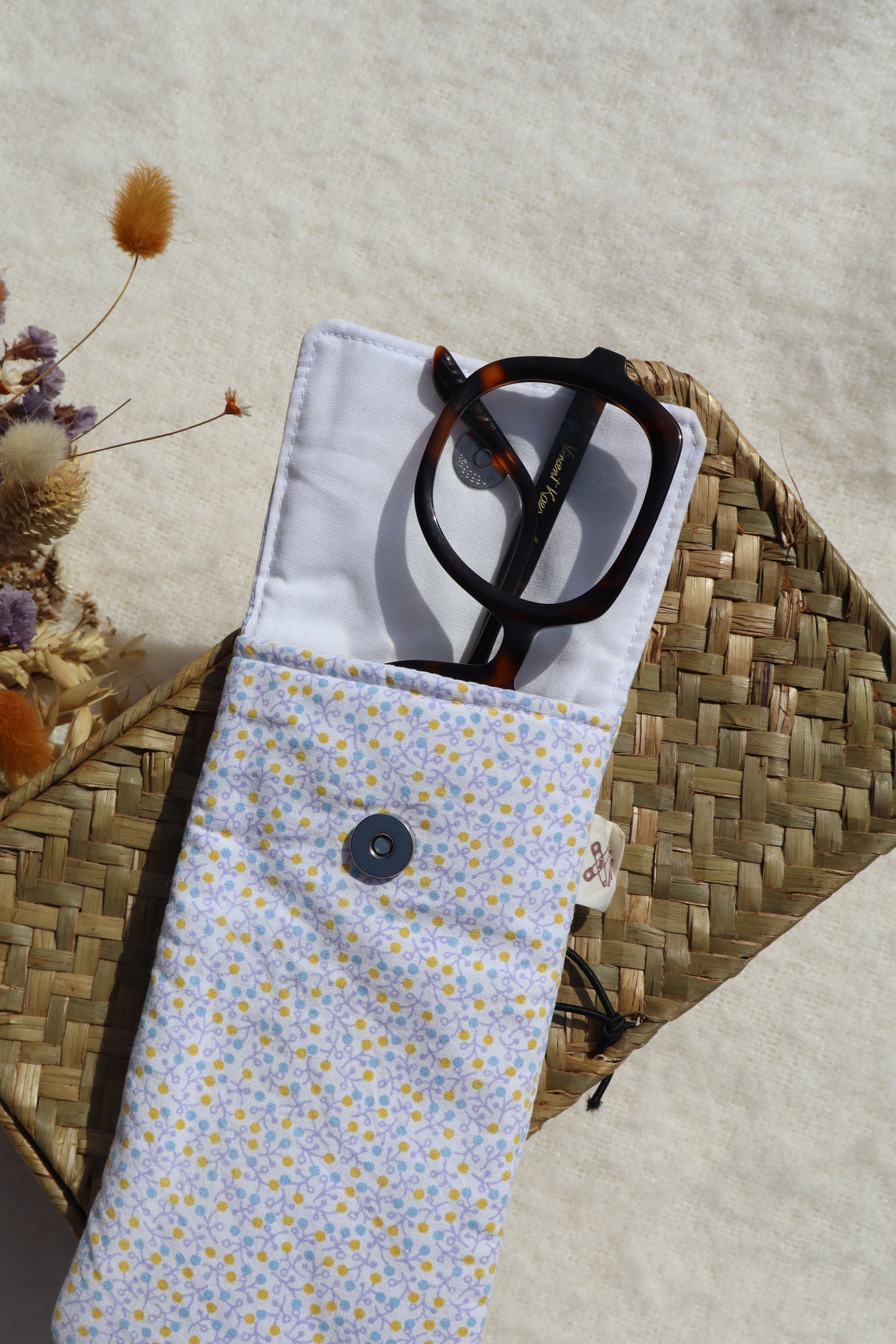 Étui à lunettes en coton matelassé – Fait main