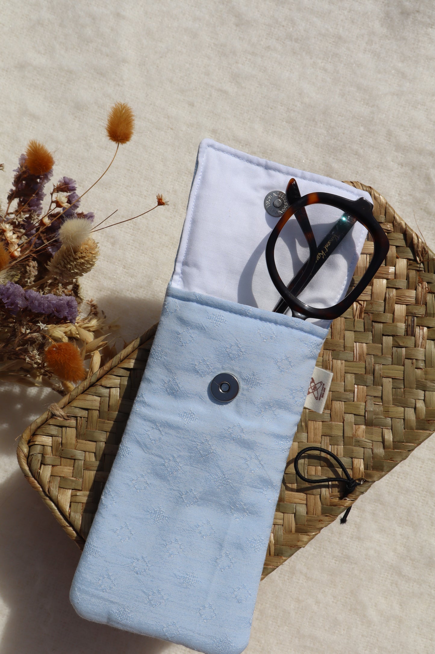 Étui à lunettes en coton matelassé – Fait main