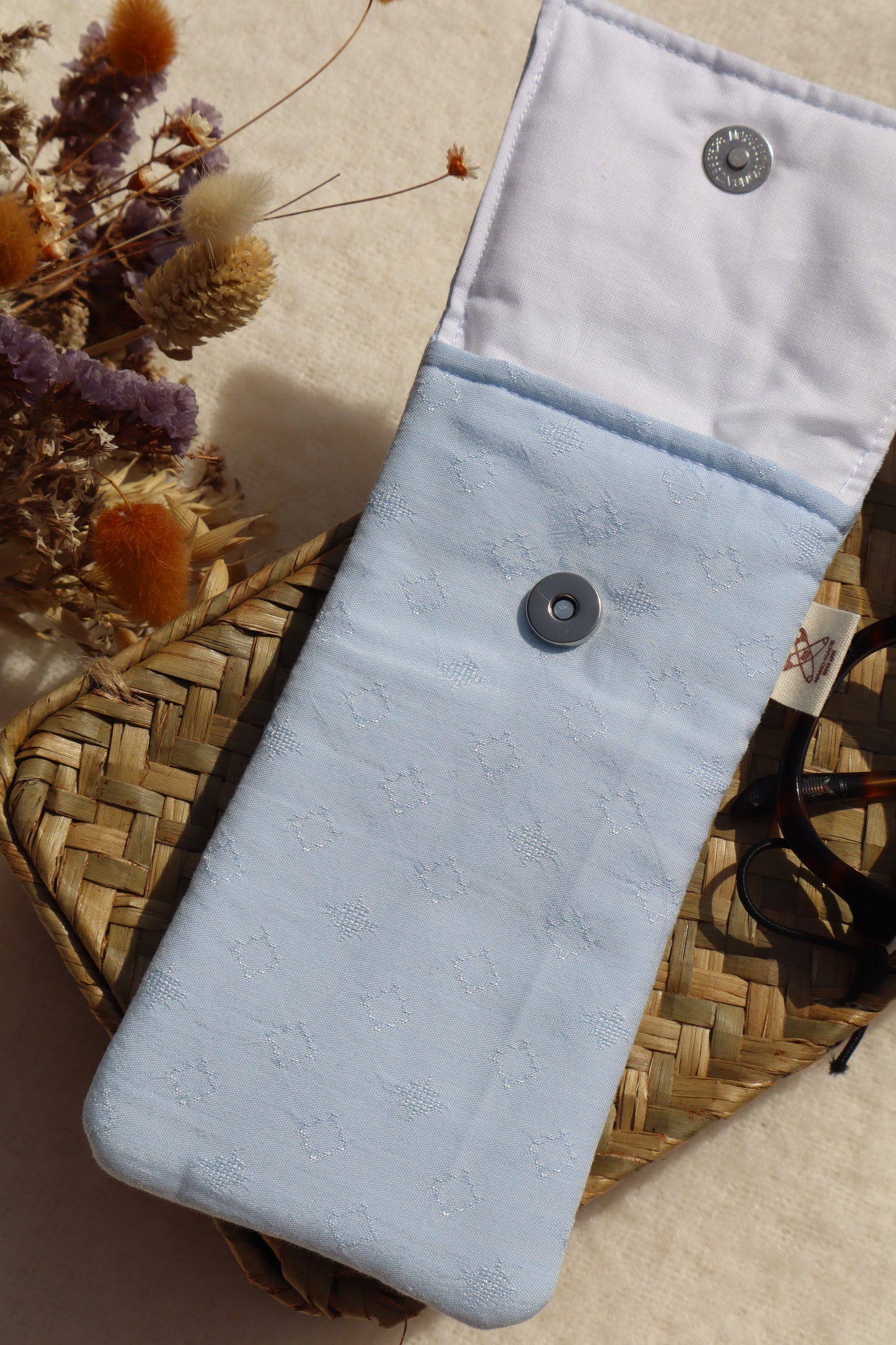 Étui à lunettes en coton matelassé – Fait main