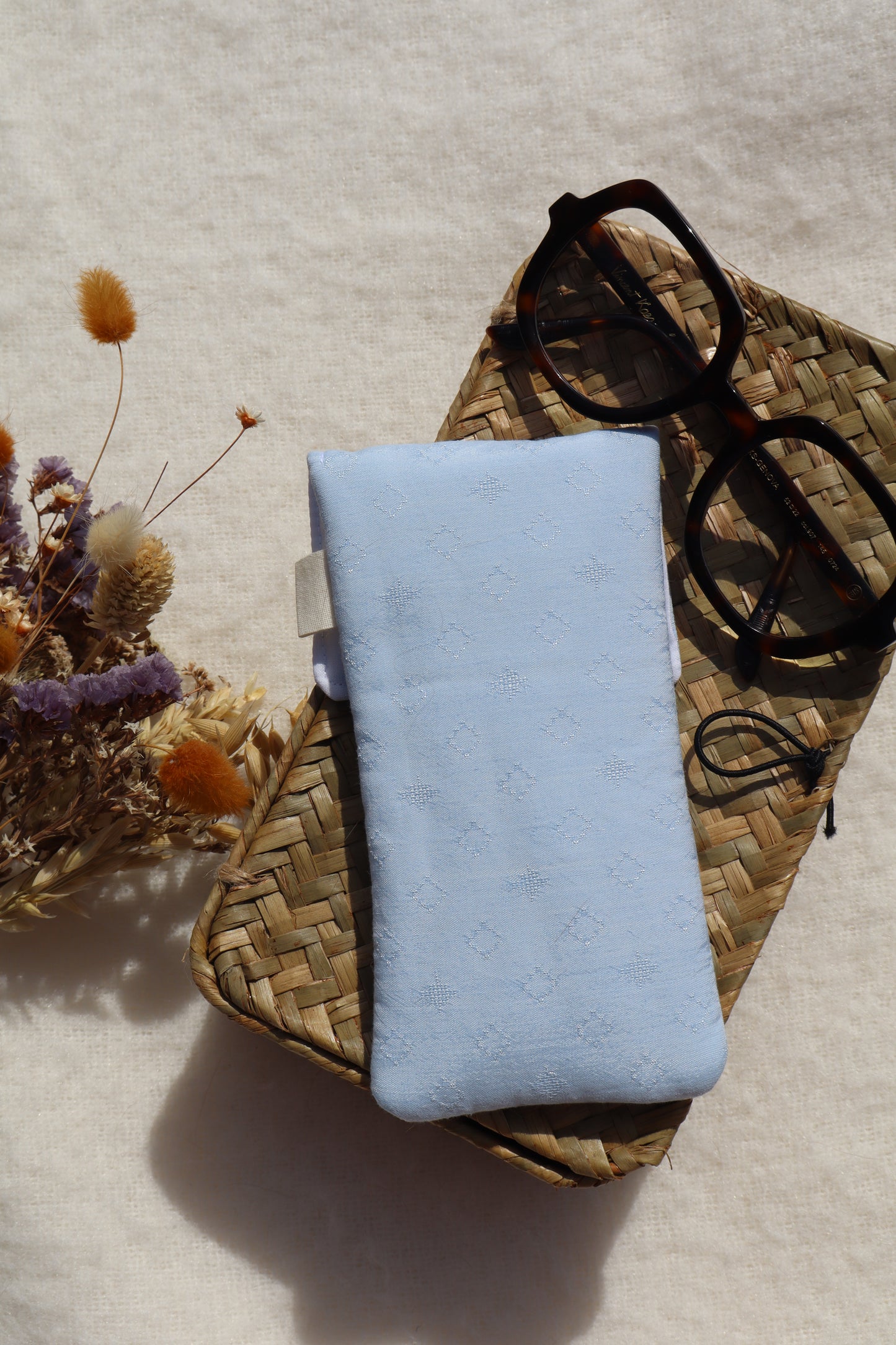 Étui à lunettes en coton matelassé – Fait main