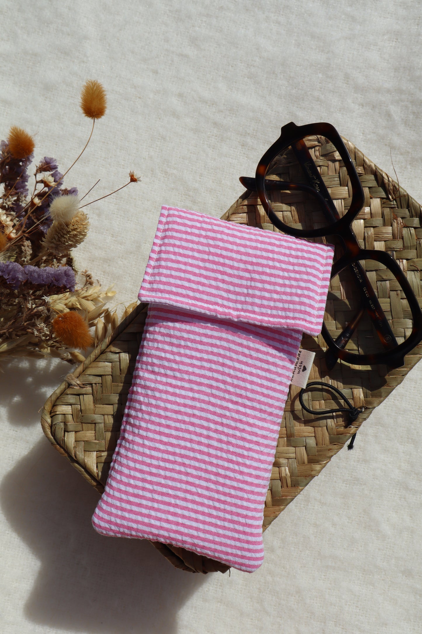 Étui à lunettes en coton matelassé – Fait main