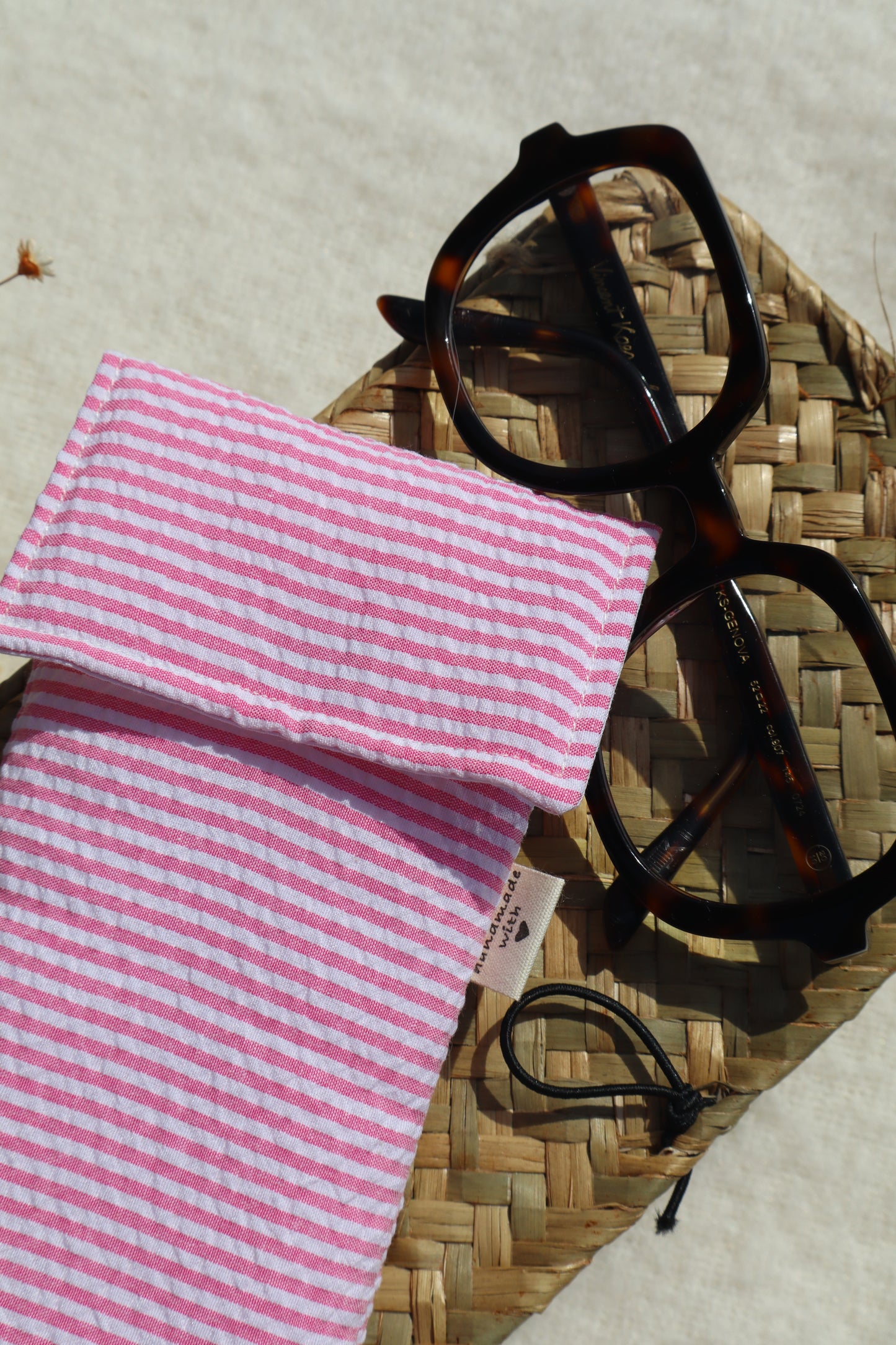 Étui à lunettes en coton matelassé – Fait main