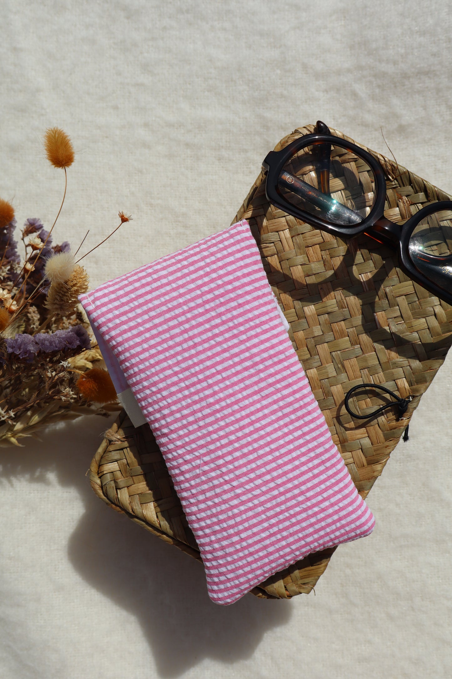 Étui à lunettes en coton matelassé – Fait main