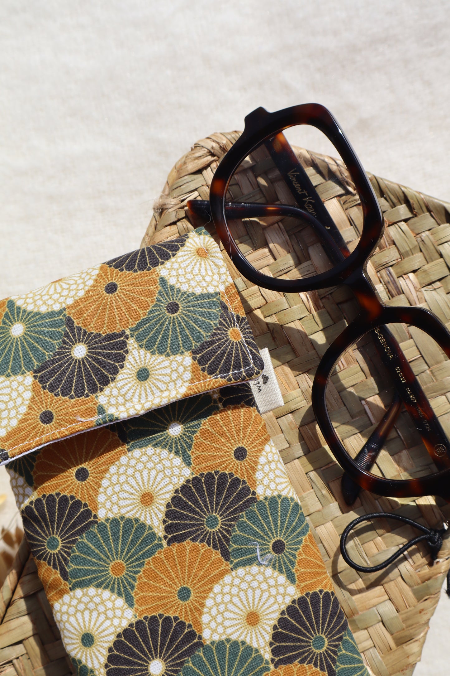 Étui à lunettes en coton matelassé – Fait main