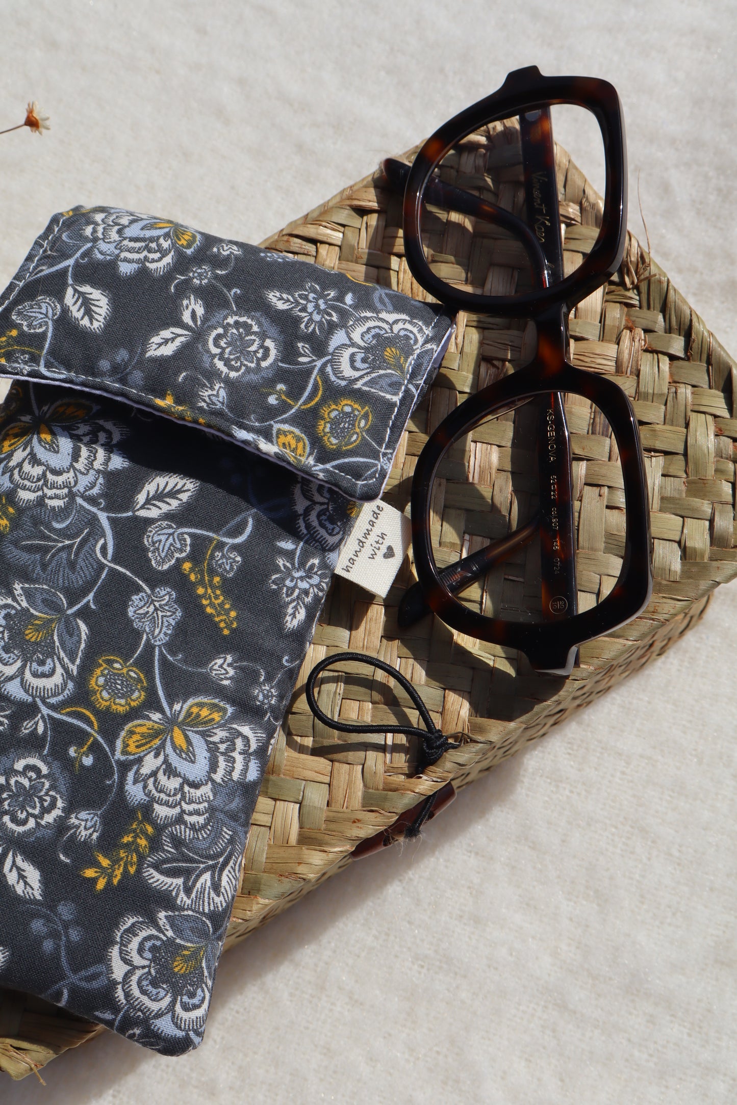 Étui à lunettes en coton matelassé – Fait main