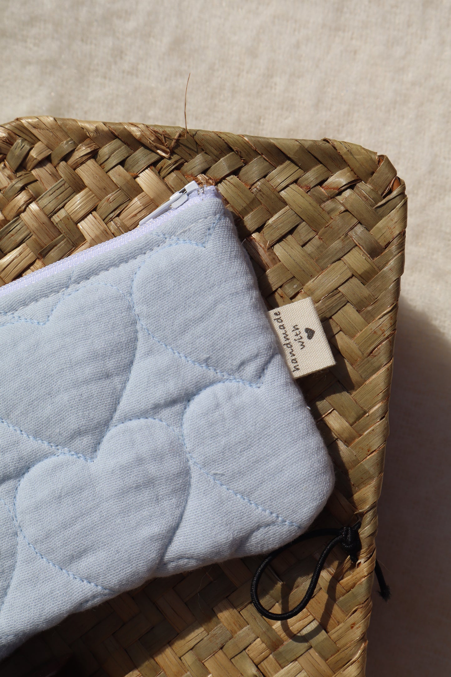 Pochette matelassée artisanale en coton - fait main