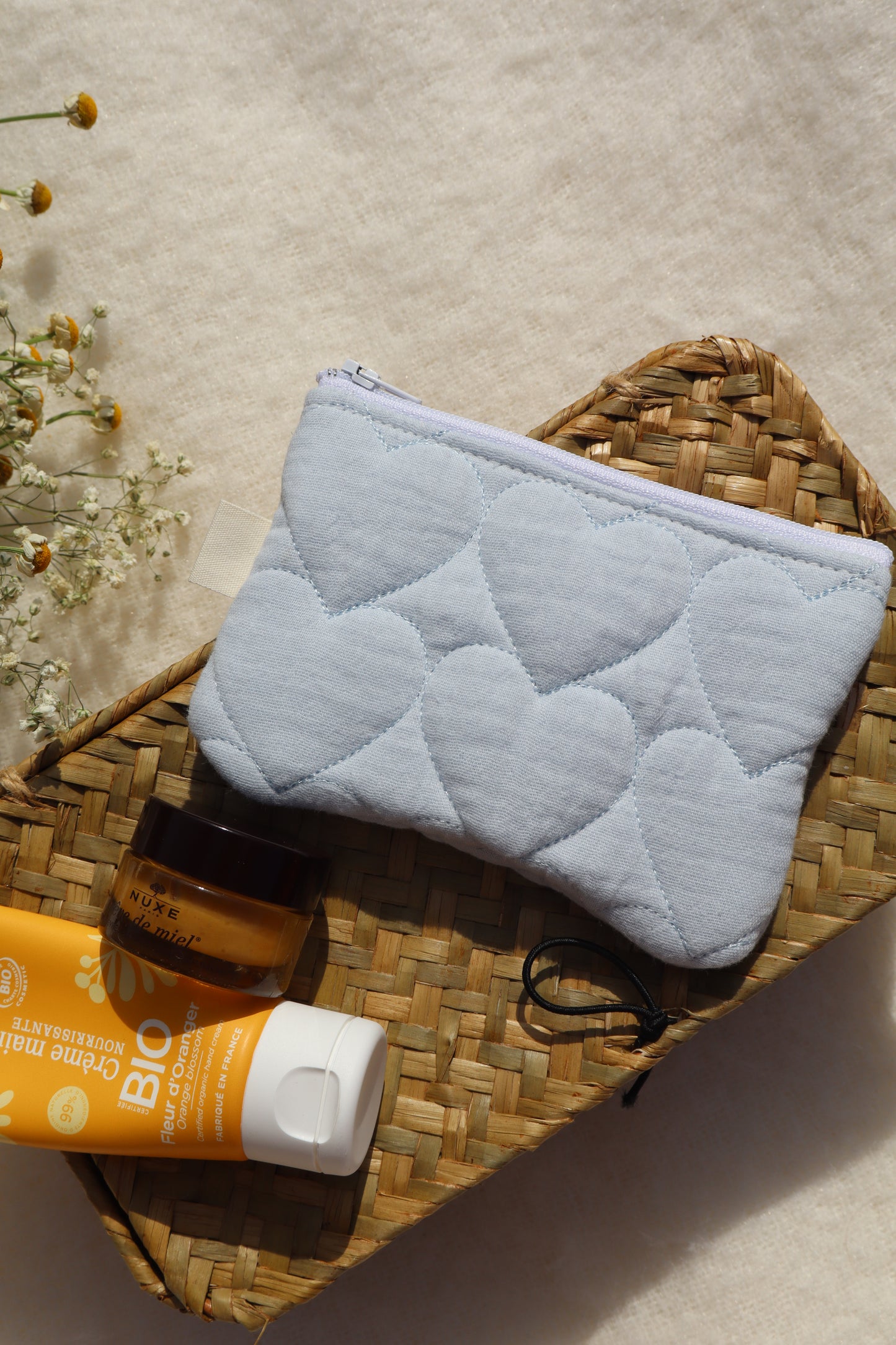 Pochette matelassée artisanale en coton - fait main