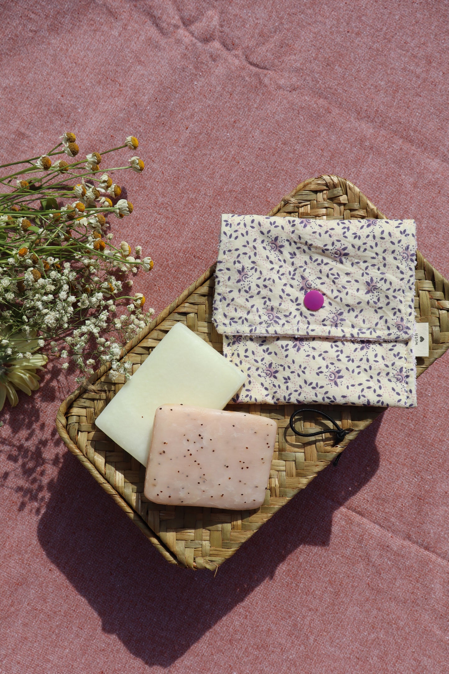 Étui pour savon solide artisanal en coton - fait main