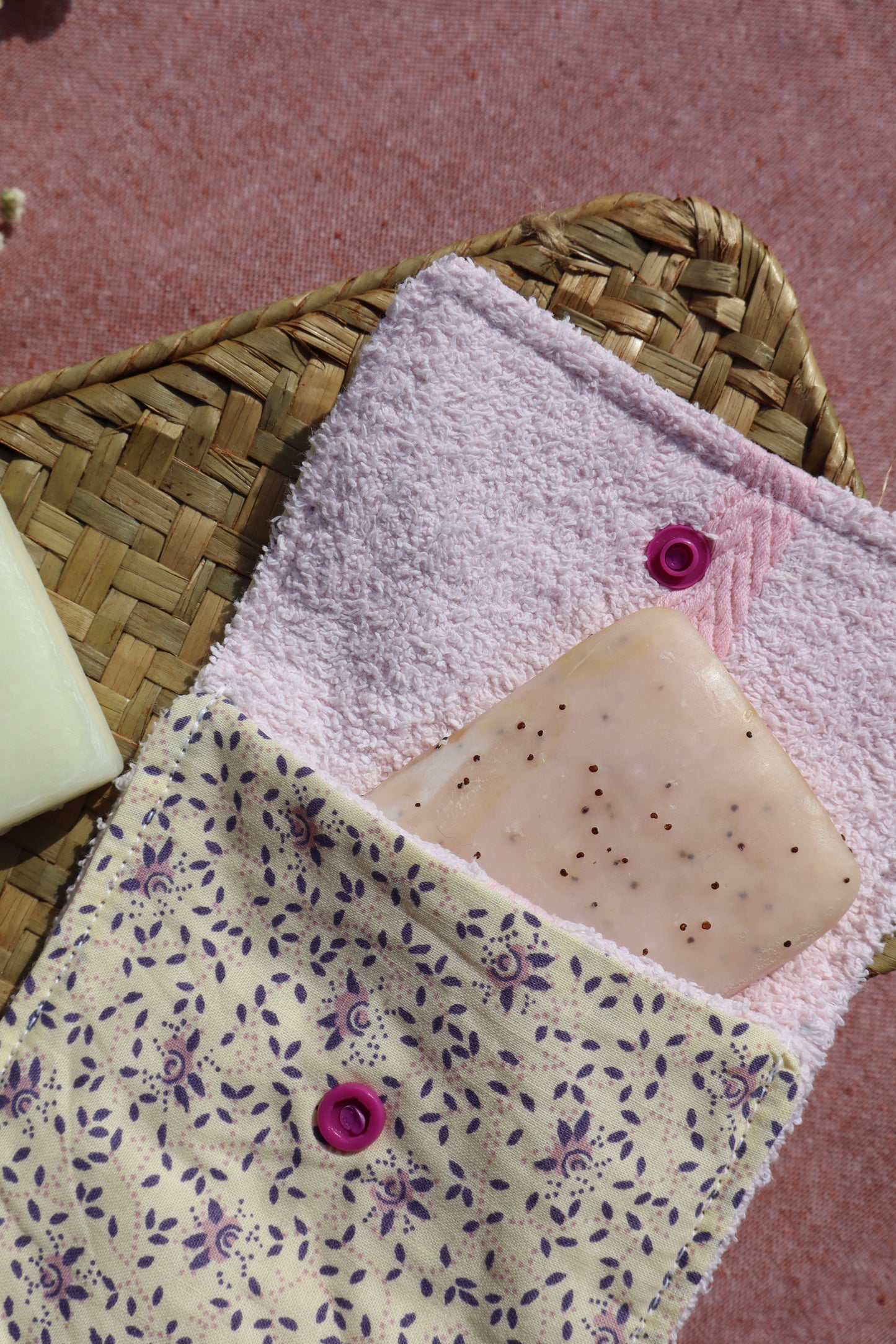 Étui pour savon solide artisanal en coton - fait main