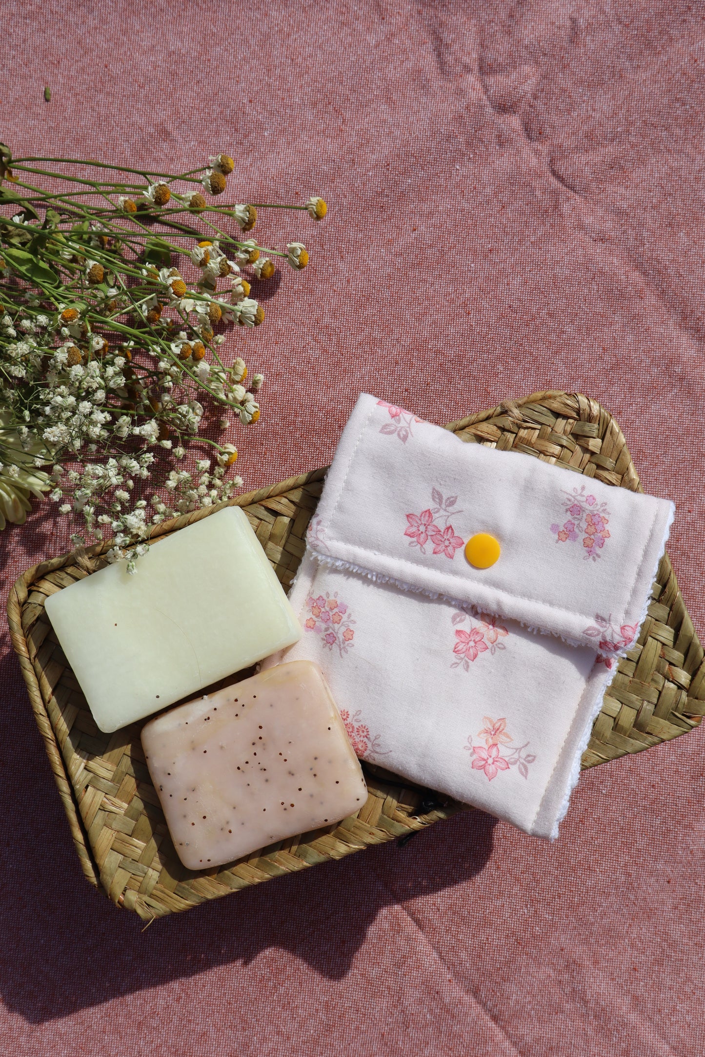 Étui pour savon solide artisanal en coton - fait main