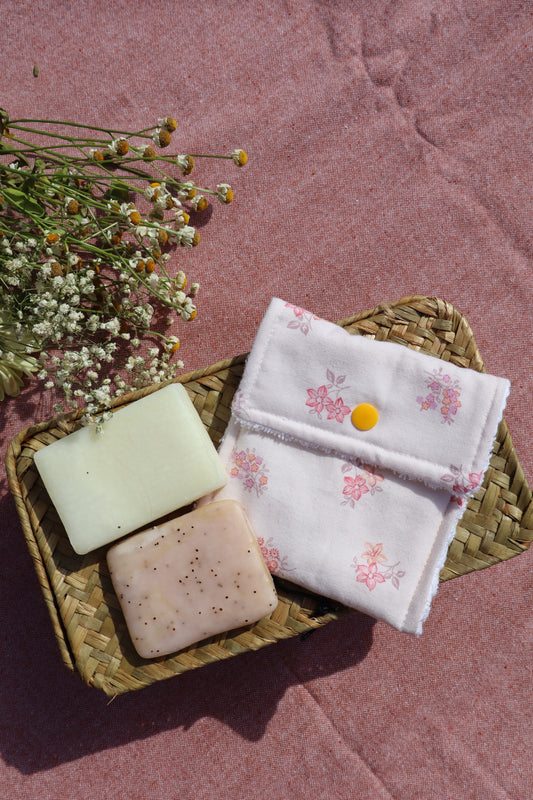 Étui pour savon solide artisanal en coton - fait main