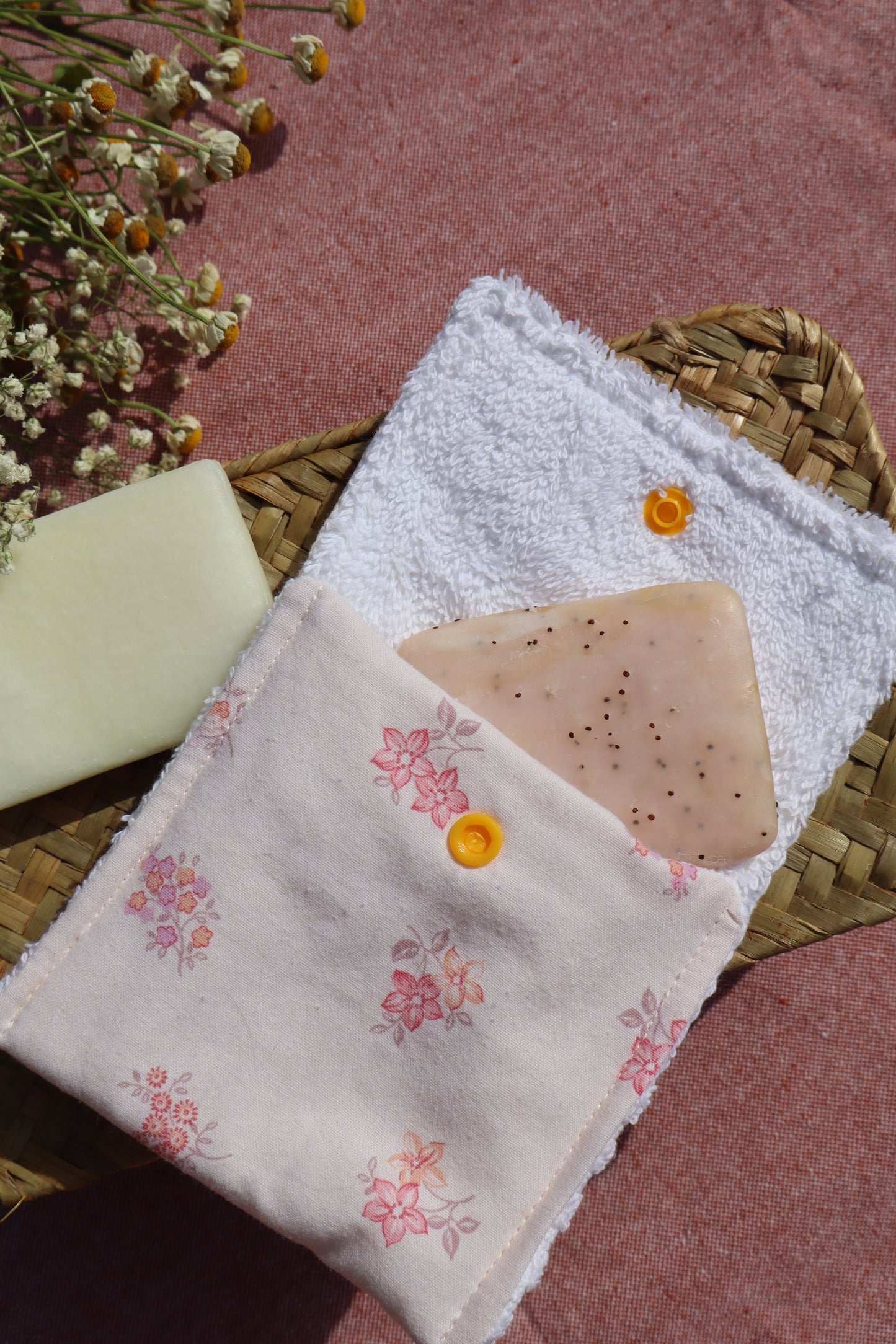 Étui pour savon solide artisanal en coton - fait main