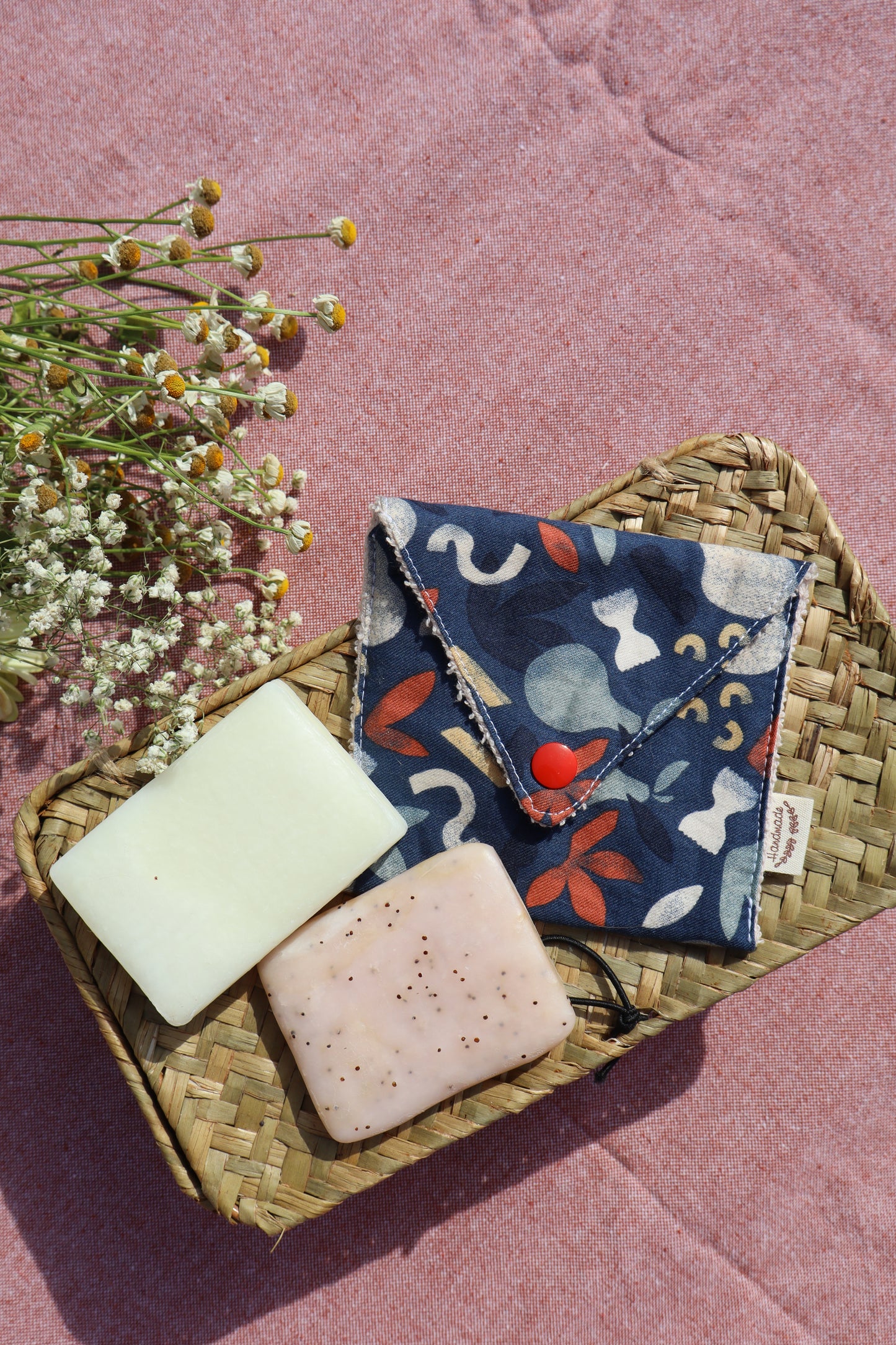 Étui pour savon solide artisanal en coton - fait main