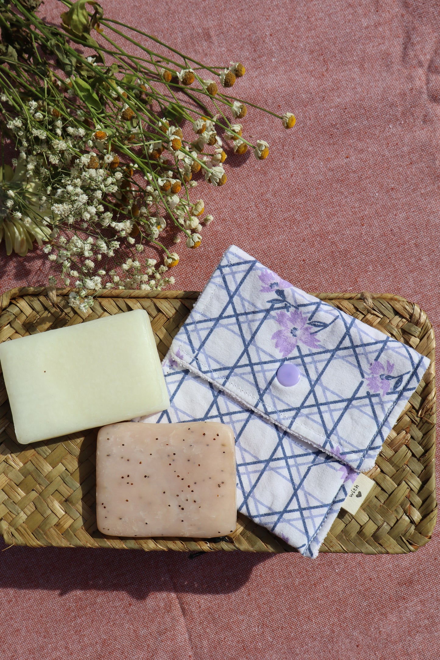 Étui pour savon solide artisanal en coton - fait main