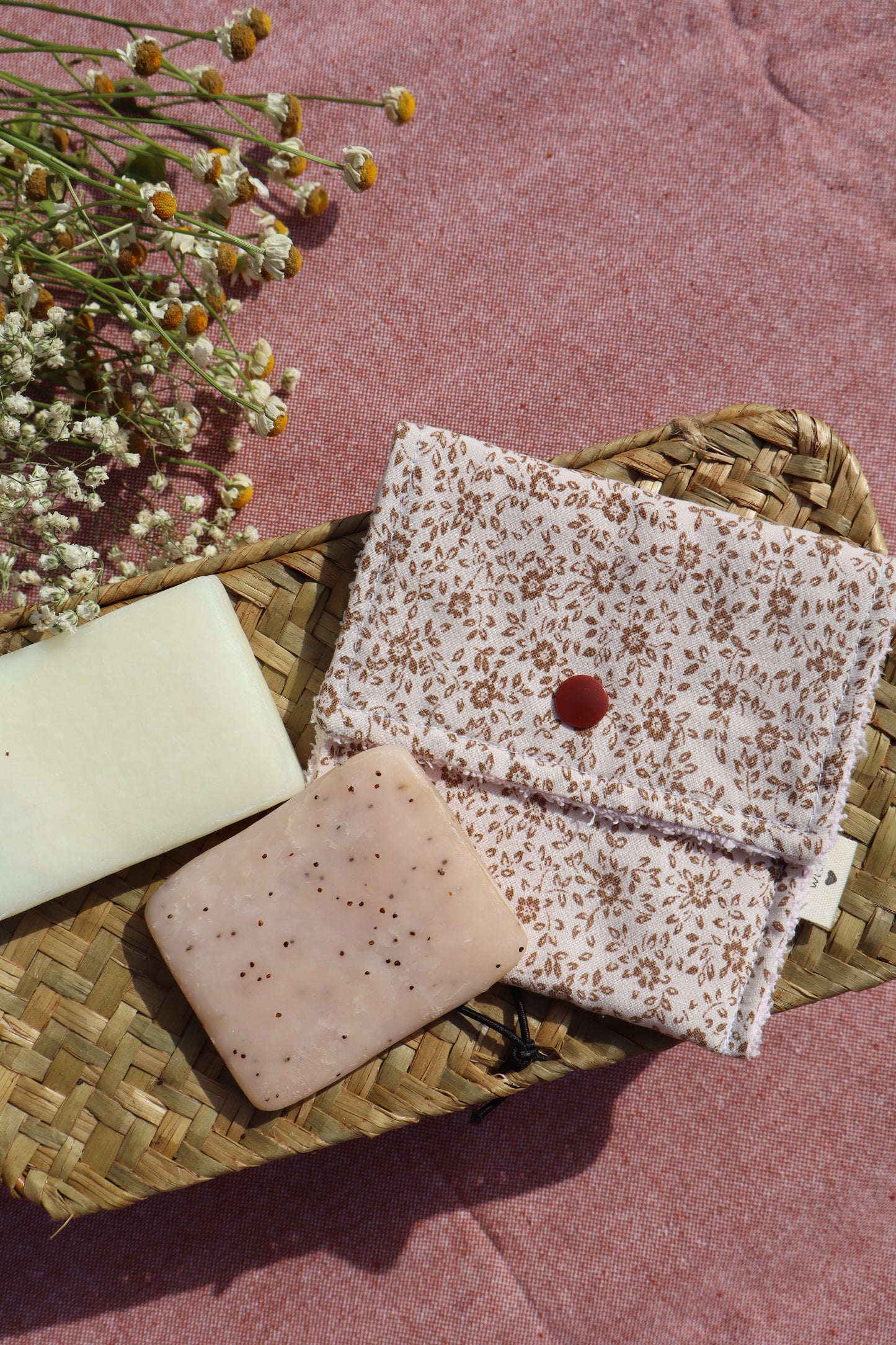 Étui pour savon solide artisanal en coton - fait main