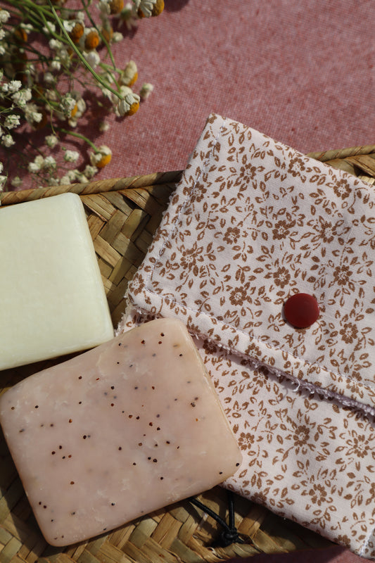 Étui pour savon solide artisanal en coton - fait main