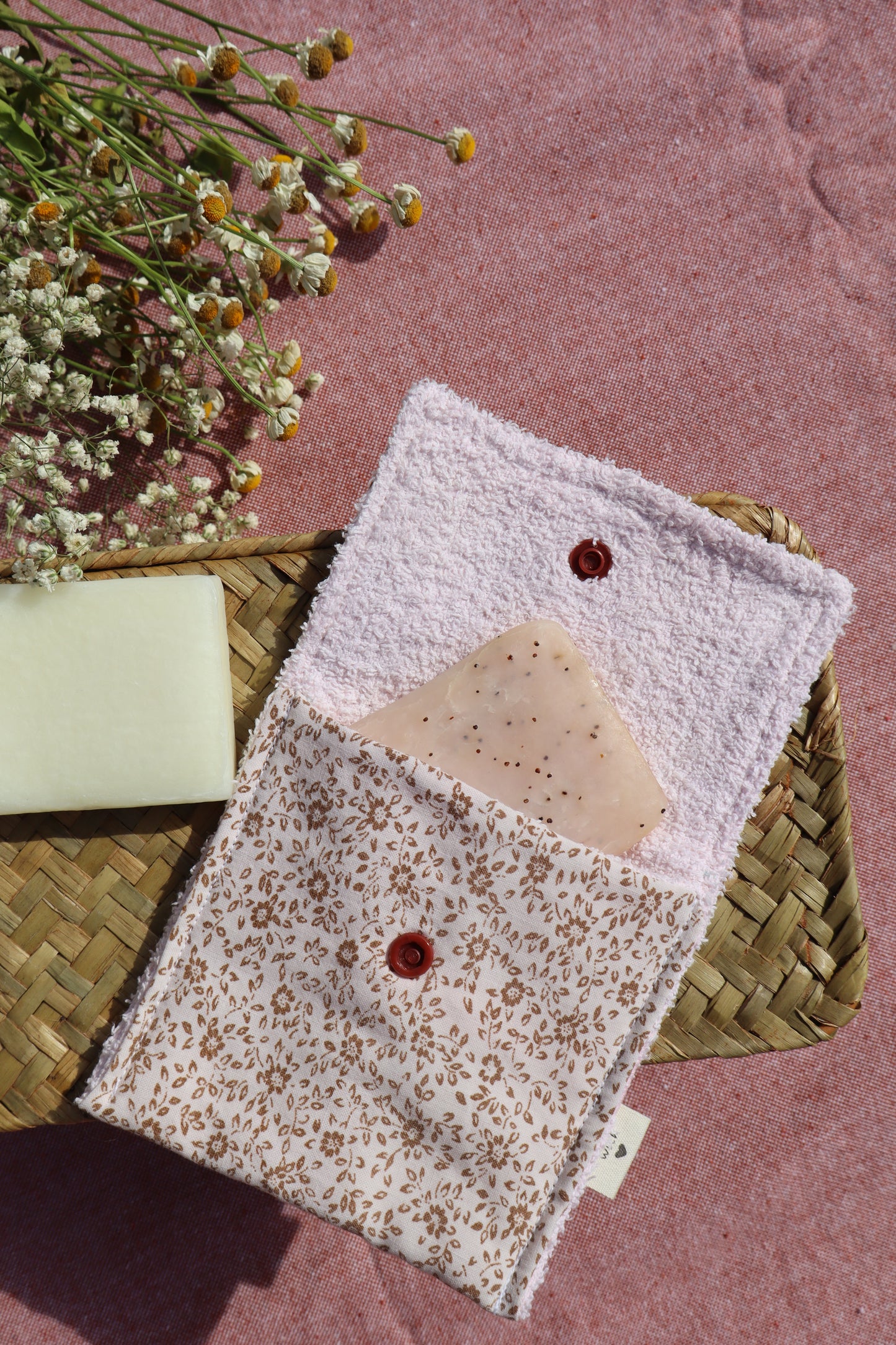 Étui pour savon solide artisanal en coton - fait main