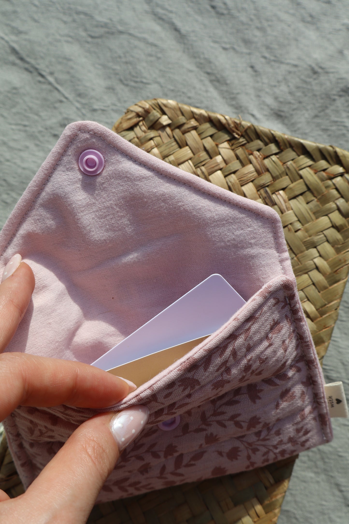 Porte-cartes matelassé en coton - fait main
